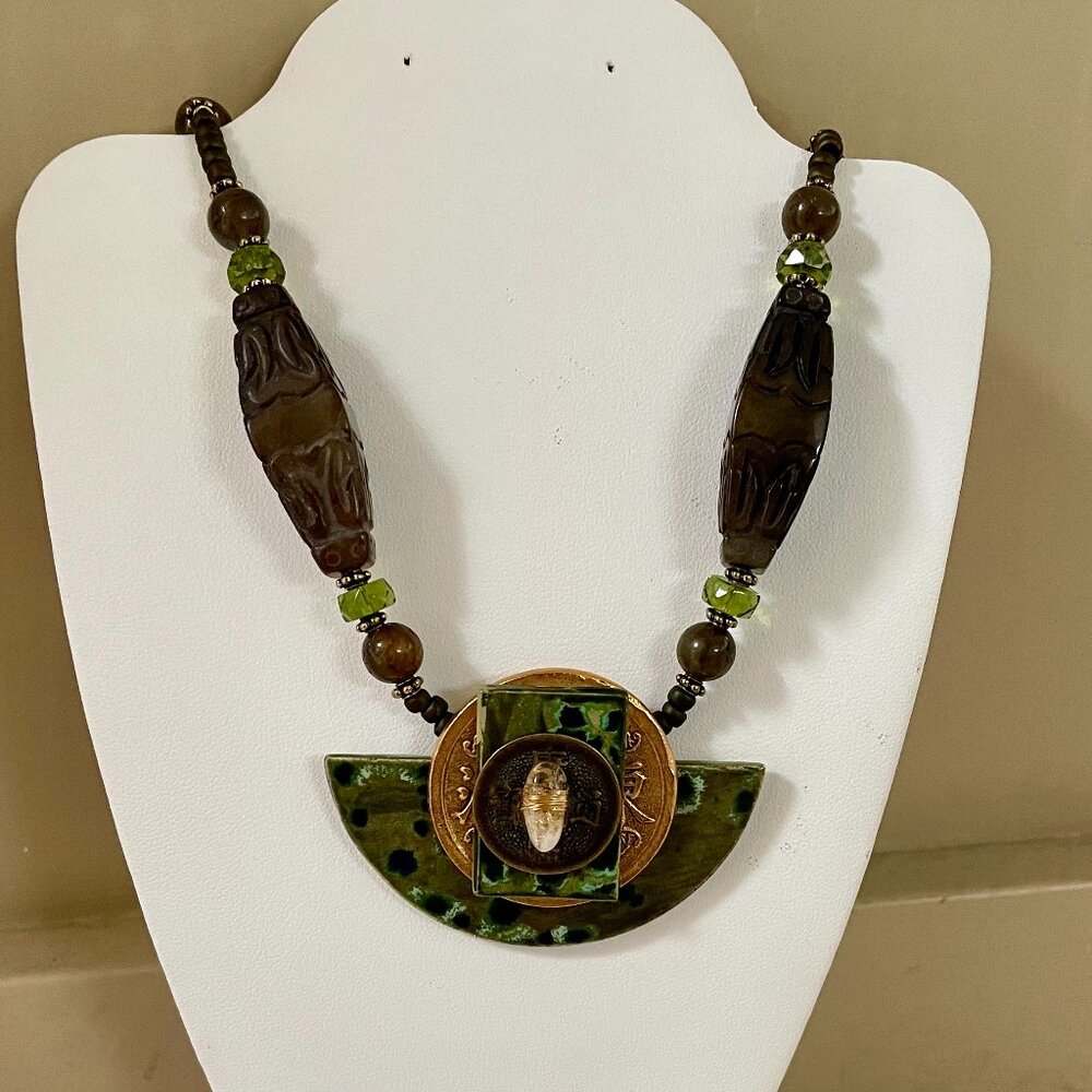 Wearable Art! Handmade Original Carol Kent Necklace and Earrings Set - Picture 2 of 15
